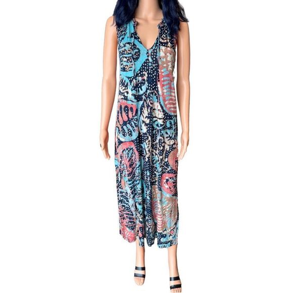 NEW Nic + Zoe Batik Stamp Linen Blend Midi Dress Size Small - Picture 4 of 8